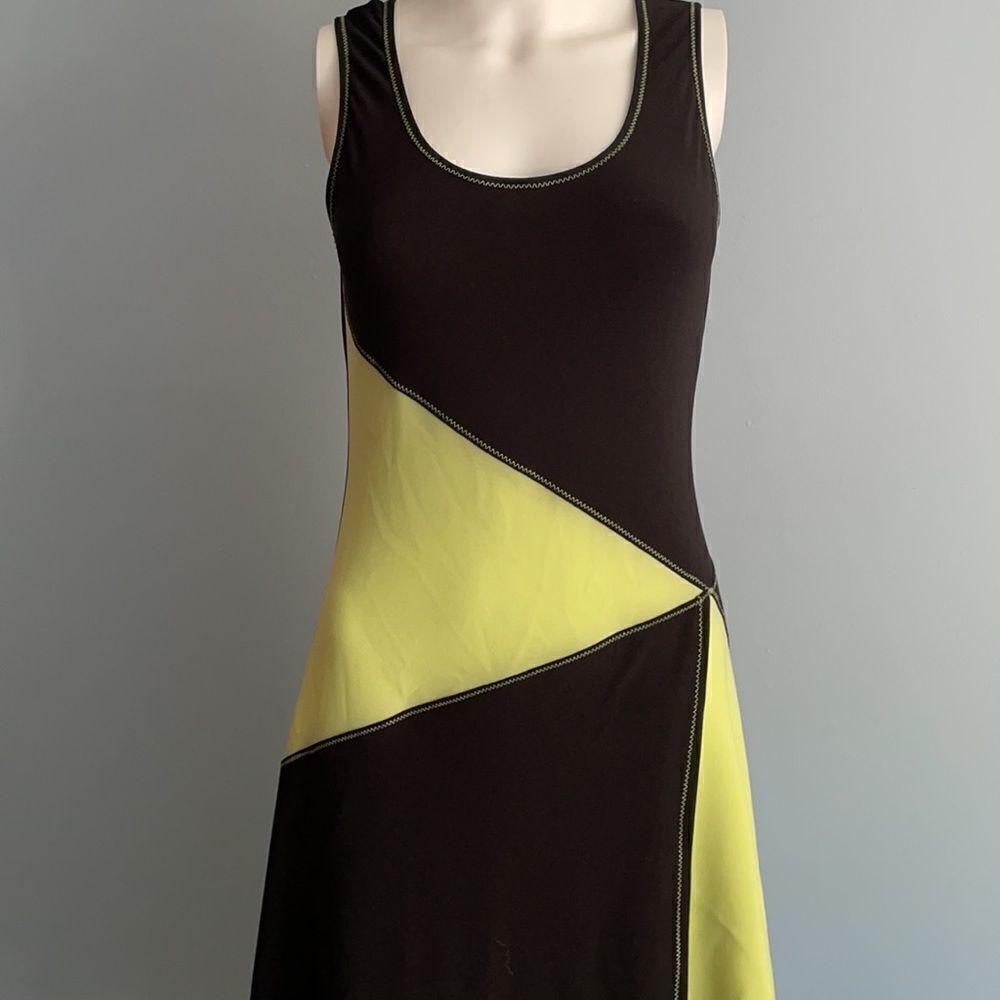 Sleeveless Stretchy Sexy Dress Black/Lime